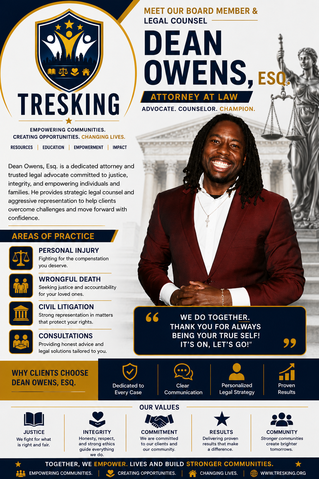 Dean Owens, Esq. TRESKING profile flyer